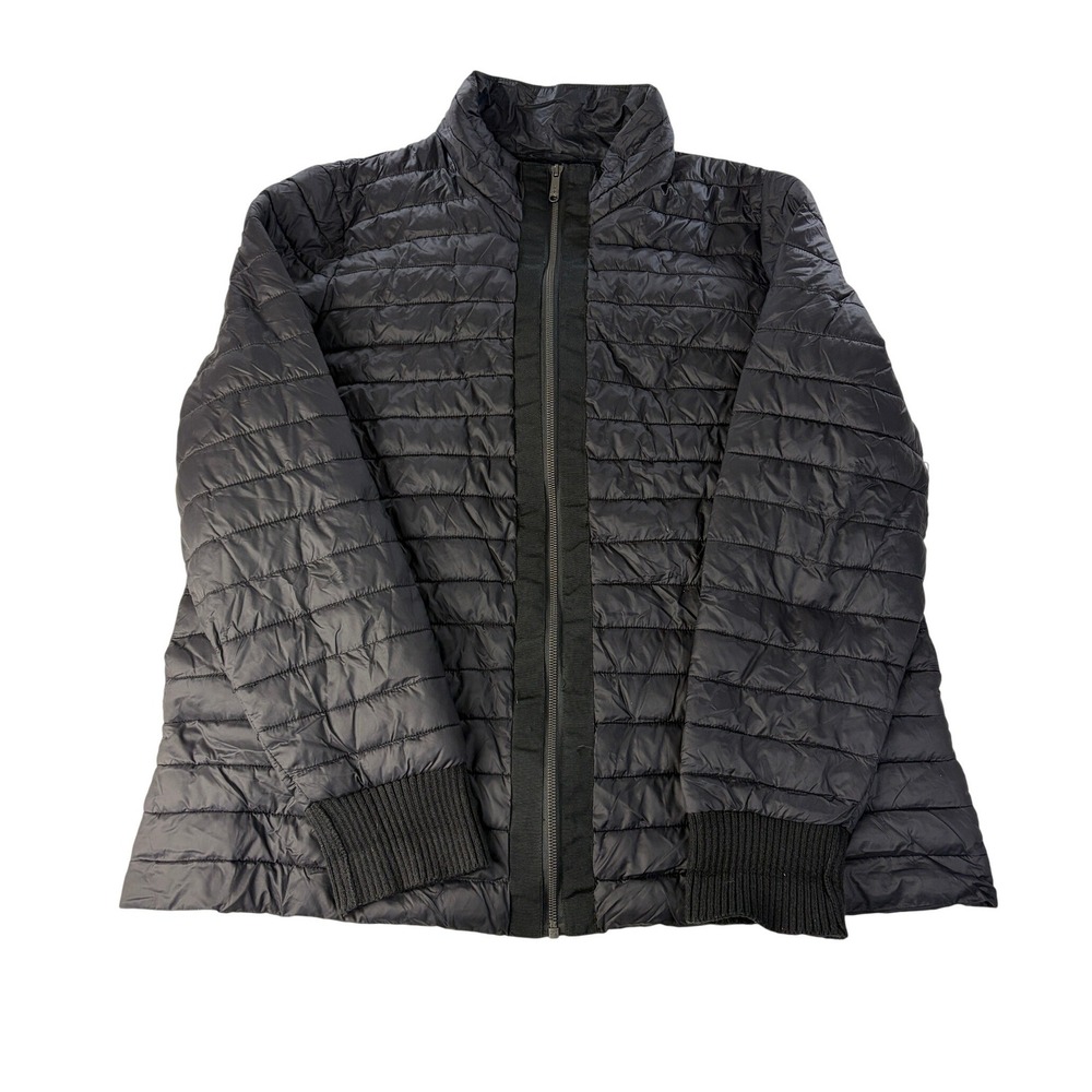 Sam Edelman Puffer Jacket Womens XXL Quilted Long Lightweight Ribbed Cuffs Black